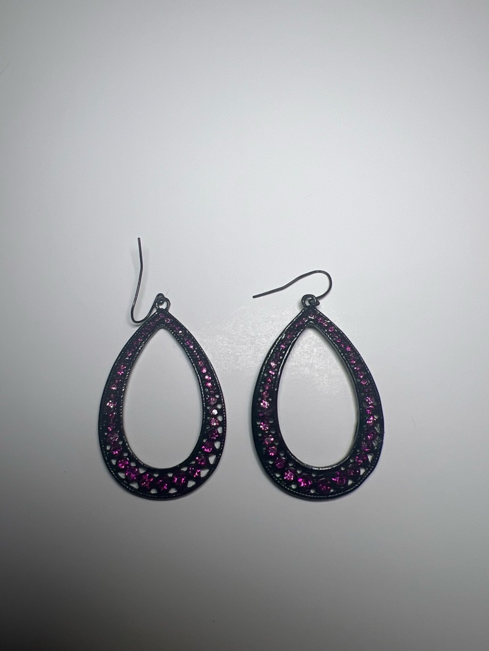Purple and black teardrop earrings